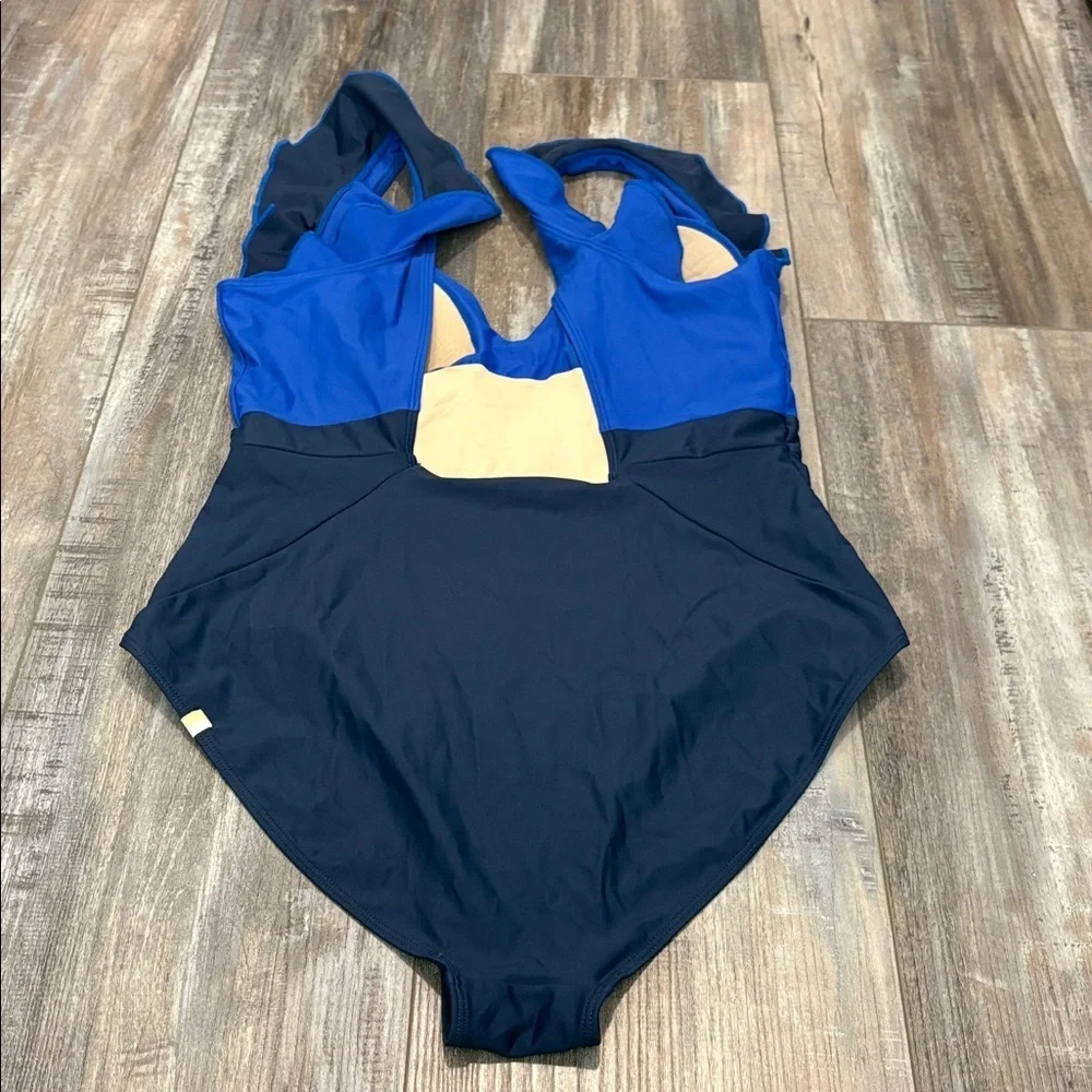 Summersalt Ruffle Backflip Swimsuit One Piece Navy Blue Size 12